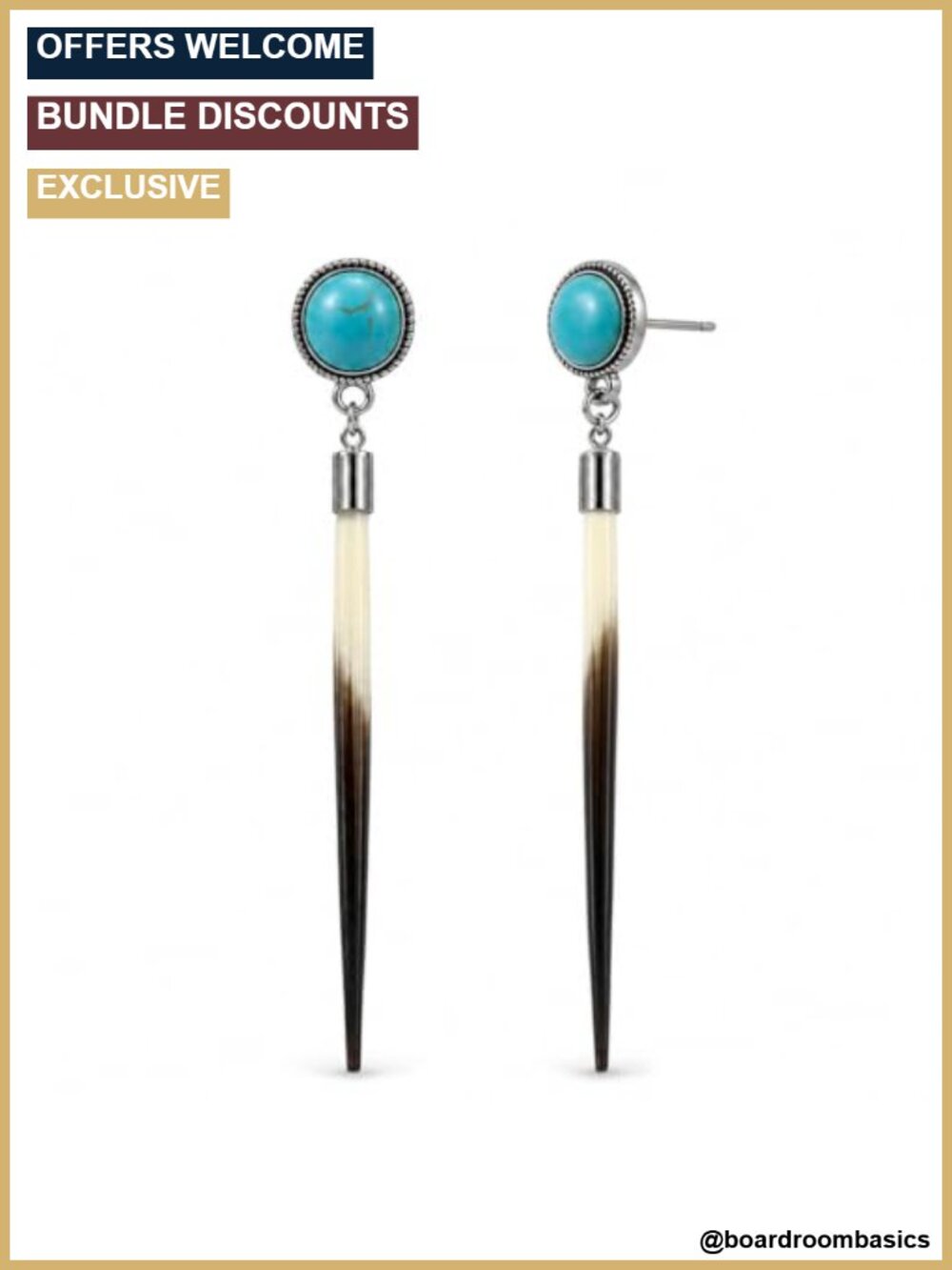Porcupine Quill Dangle Earrings Turquoise Western Cowgirl